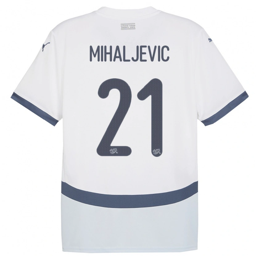 Danxen Kinderen Zwitserland Mark Mihaljevic #21 Wit Uitshirt Uittenue 24-26 T-Shirt