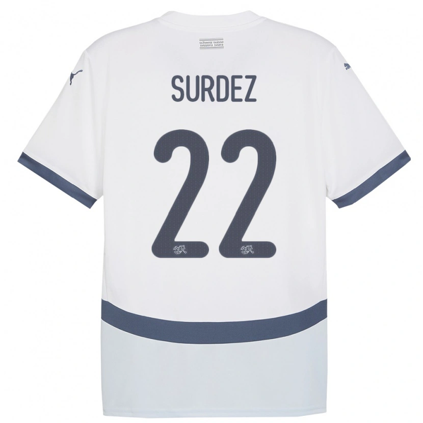 Danxen Kinderen Zwitserland Franck Surdez #22 Wit Uitshirt Uittenue 24-26 T-Shirt