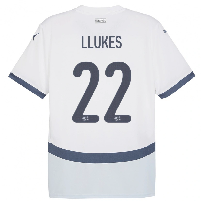 Danxen Kinderen Zwitserland Adrien Llukes #22 Wit Uitshirt Uittenue 24-26 T-Shirt