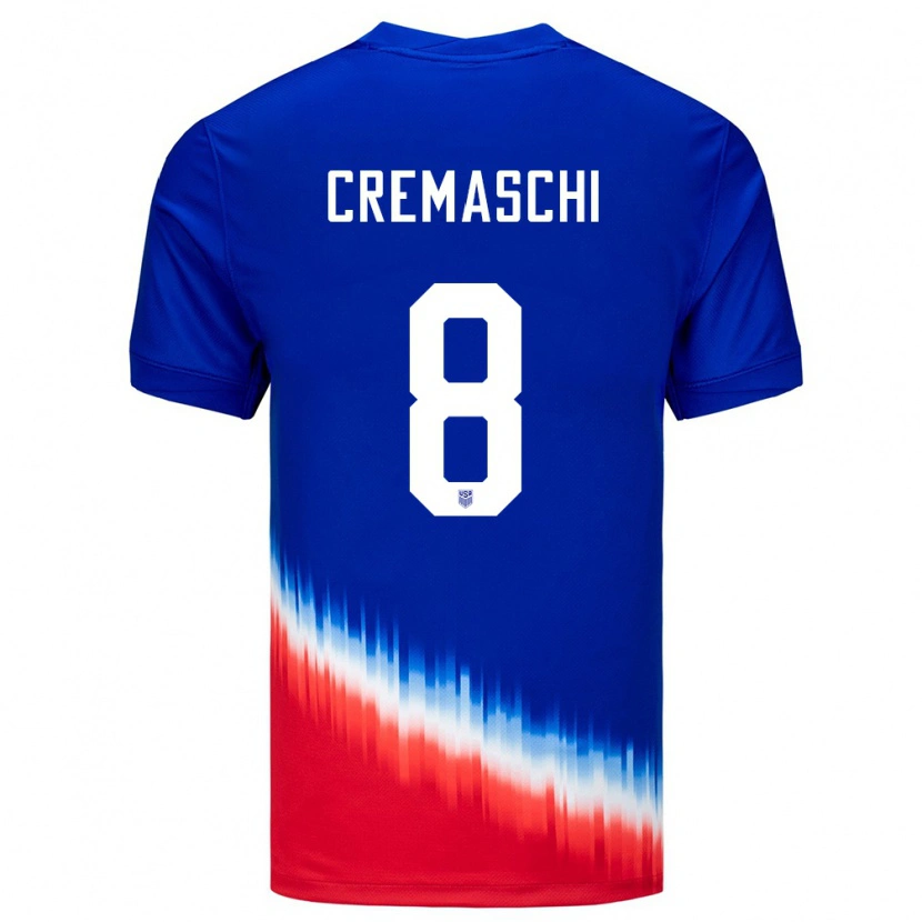 Danxen Kinderen Verenigde Staten Benja Cremaschi #8 Blauw Uitshirt Uittenue 24-26 T-Shirt
