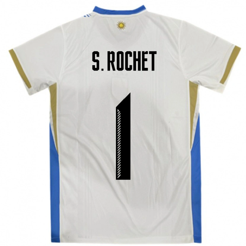 Danxen Kinderen Uruguay Sergio Rochet #1 Wit Blauw Uitshirt Uittenue 24-26 T-Shirt