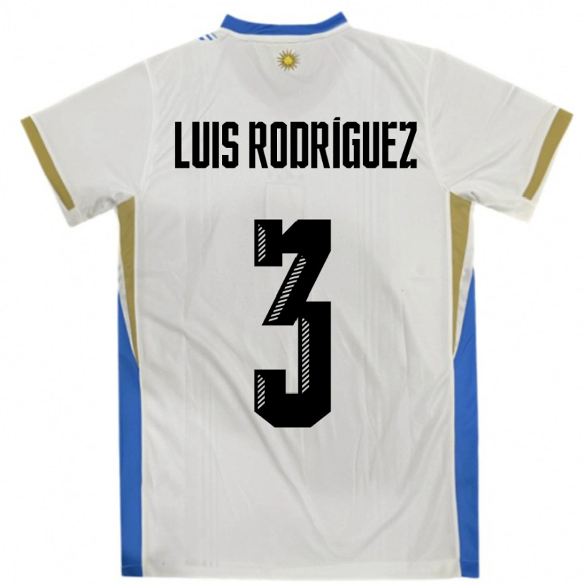 Danxen Kinderen Uruguay José Luis Rodríguez #3 Wit Blauw Uitshirt Uittenue 24-26 T-Shirt