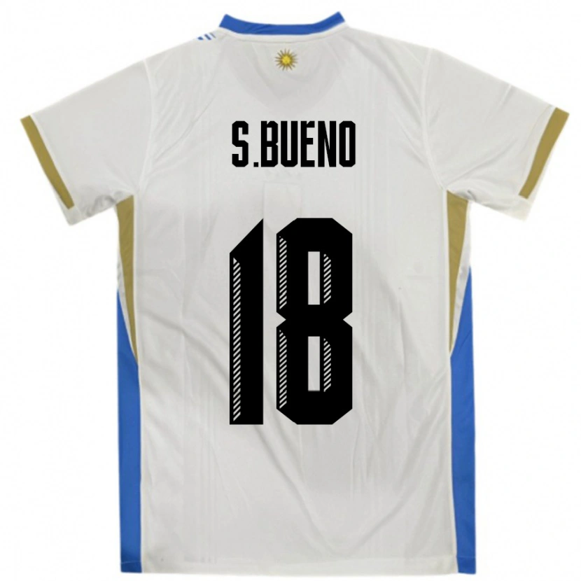 Danxen Kinderen Uruguay Santiago Bueno #18 Wit Blauw Uitshirt Uittenue 24-26 T-Shirt