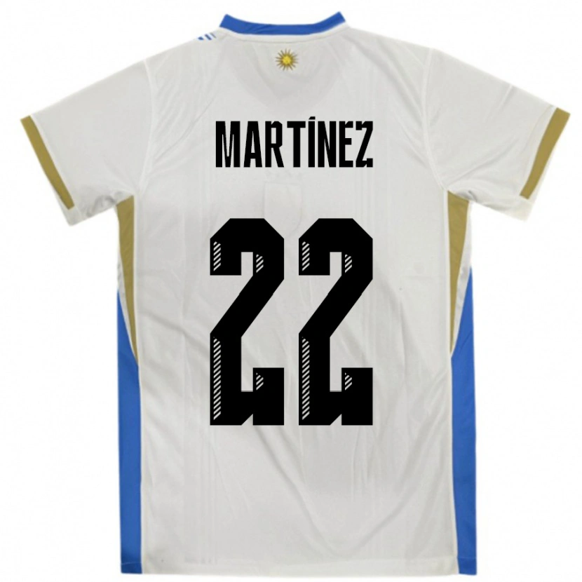 Danxen Kinderen Uruguay Fredy Martínez #22 Wit Blauw Uitshirt Uittenue 24-26 T-Shirt