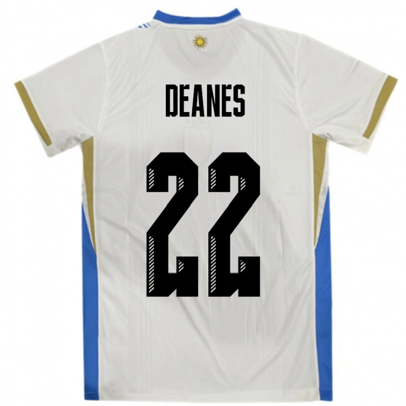 Danxen Kinderen Uruguay Tiago Deanes #22 Wit Blauw Uitshirt Uittenue 24-26 T-Shirt
