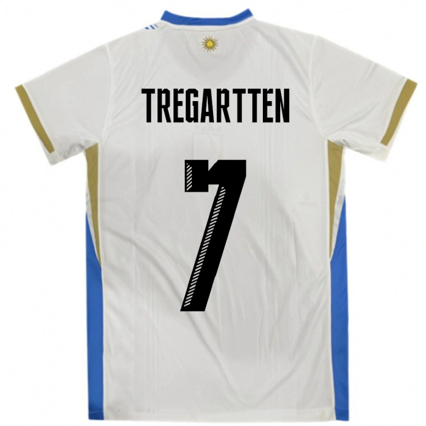 Danxen Kinderen Uruguay Stephanie Tregartten #7 Wit Blauw Uitshirt Uittenue 24-26 T-Shirt