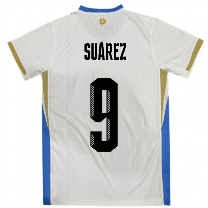 Danxen Kinderen Uruguay Luis Suarez #9 Wit Blauw Uitshirt Uittenue 24-26 T-Shirt
