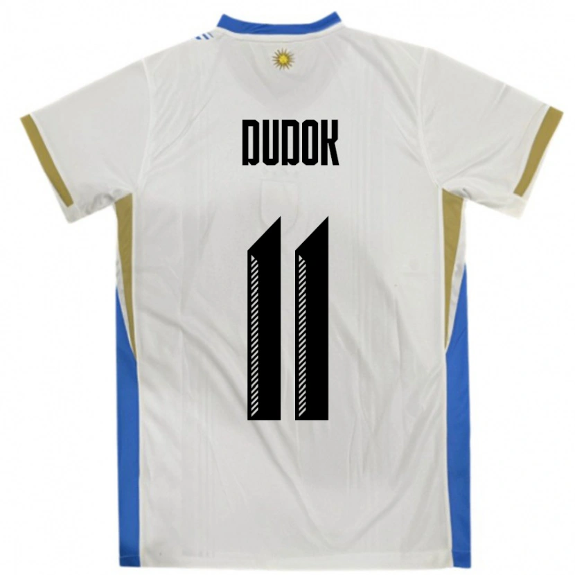 Danxen Kinderen Uruguay Rodrigo Dudok #11 Wit Blauw Uitshirt Uittenue 24-26 T-Shirt