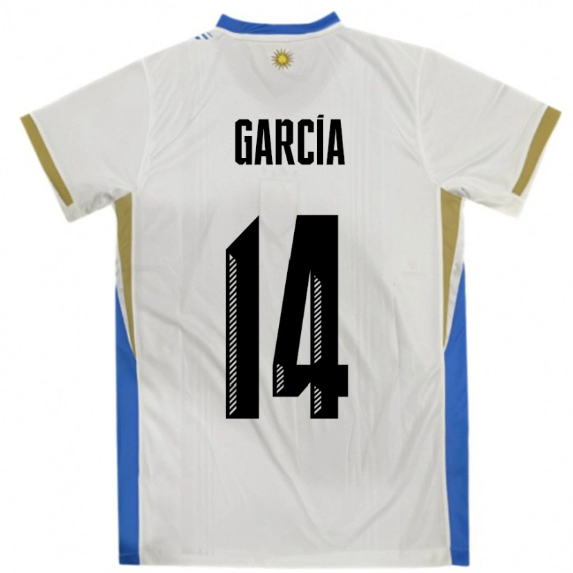 Danxen Kinderen Uruguay Damian Garcia #14 Wit Blauw Uitshirt Uittenue 24-26 T-Shirt