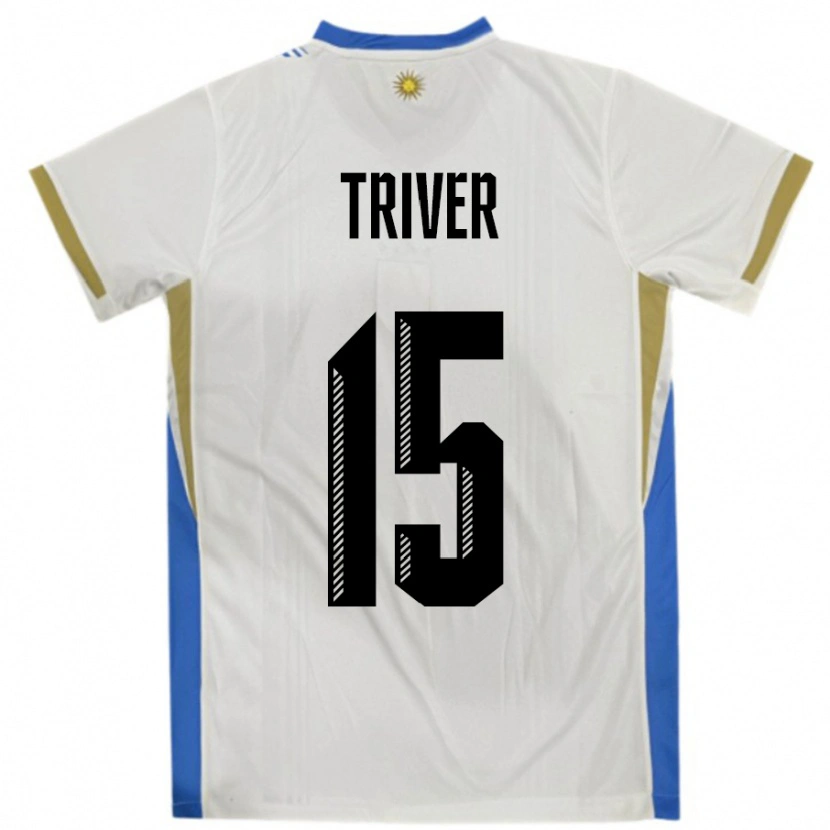 Danxen Kinderen Uruguay Francisco Triver #15 Wit Blauw Uitshirt Uittenue 24-26 T-Shirt