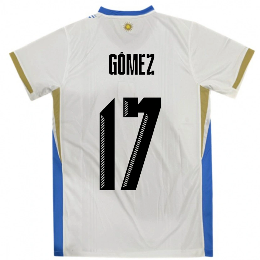 Danxen Kinderen Uruguay Cecilia Gomez #17 Wit Blauw Uitshirt Uittenue 24-26 T-Shirt