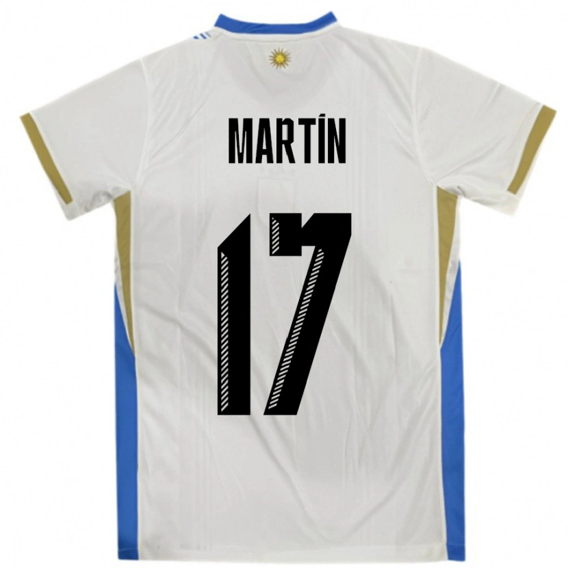 Danxen Kinderen Uruguay Juan Martin #17 Wit Blauw Uitshirt Uittenue 24-26 T-Shirt