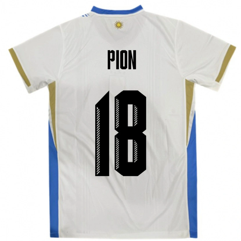 Danxen Kinderen Uruguay Mariana Pion #18 Wit Blauw Uitshirt Uittenue 24-26 T-Shirt