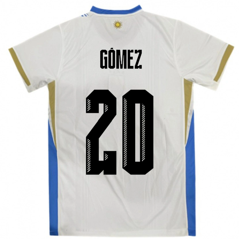 Danxen Kinderen Uruguay Luciana Gomez #20 Wit Blauw Uitshirt Uittenue 24-26 T-Shirt