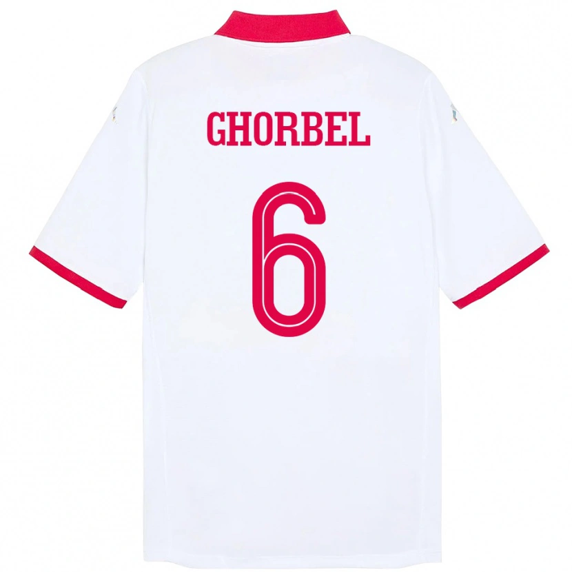 Danxen Kinderen Tunesië Mahmoud Ghorbel #6 Wit Uitshirt Uittenue 24-26 T-Shirt