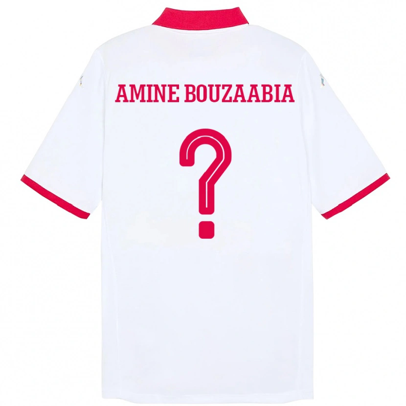 Danxen Kinderen Tunesië Mohamed Amine Bouzaabia #0 Wit Uitshirt Uittenue 24-26 T-Shirt