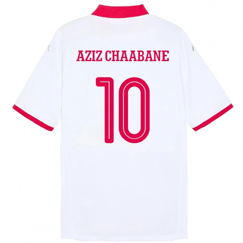 Danxen Kinderen Tunesië Mohamed Aziz Chaabane #10 Wit Uitshirt Uittenue 24-26 T-Shirt