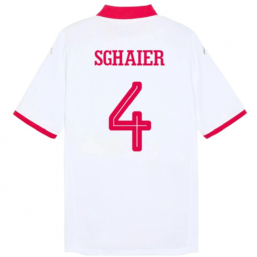 Danxen Kinderen Tunesië Makrem Sghaier #4 Wit Uitshirt Uittenue 24-26 T-Shirt