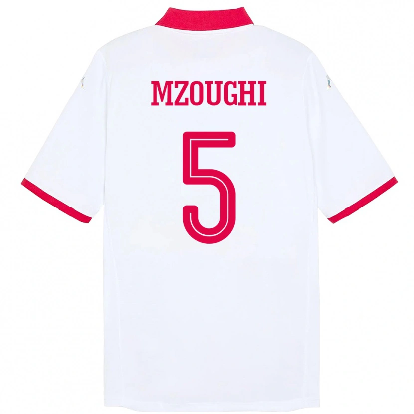 Danxen Kinderen Tunesië Iskander Mzoughi #5 Wit Uitshirt Uittenue 24-26 T-Shirt