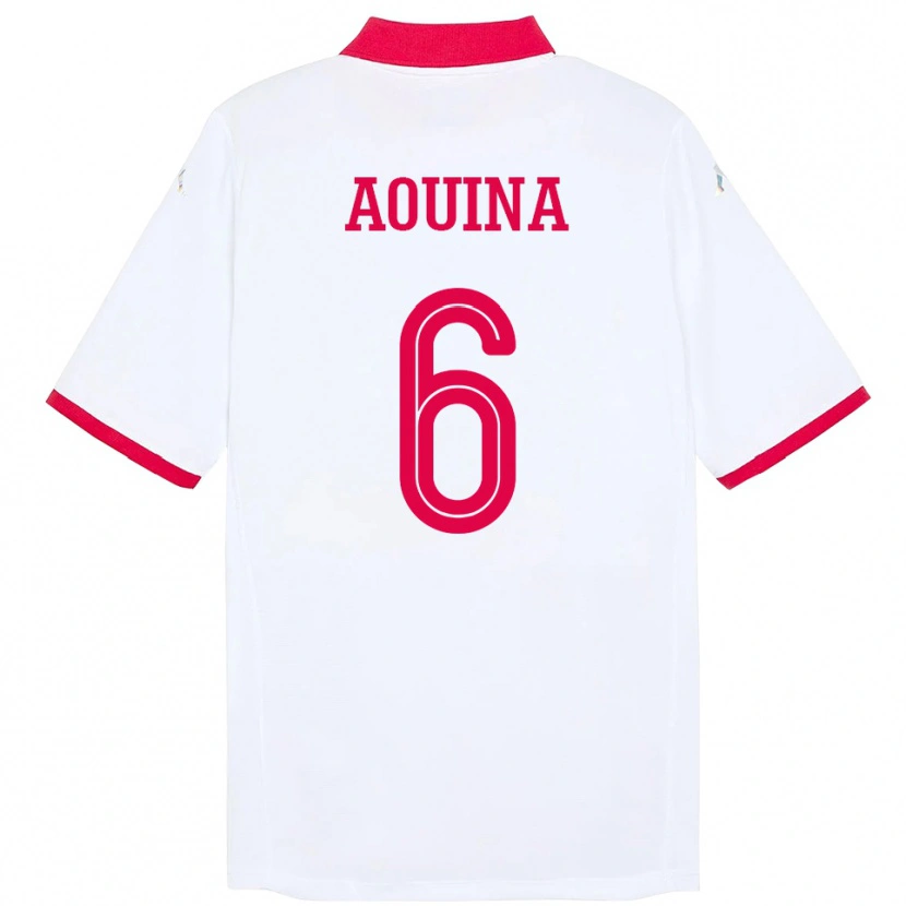 Danxen Kinderen Tunesië Rania Aouina #6 Wit Uitshirt Uittenue 24-26 T-Shirt