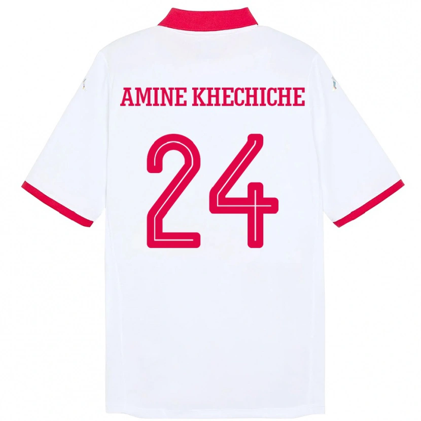 Danxen Kinderen Tunesië Mohamed Amine Khechiche #24 Wit Uitshirt Uittenue 24-26 T-Shirt