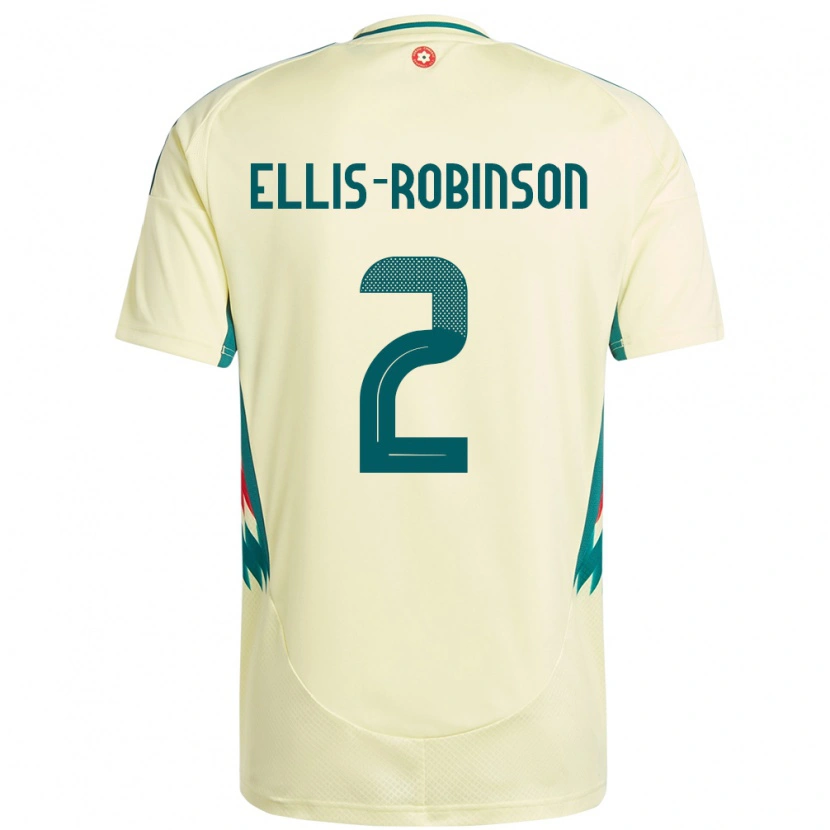Danxen Kinderen Wales Eddie Ellis-Robinson #2 Beige Geel Uitshirt Uittenue 24-26 T-Shirt