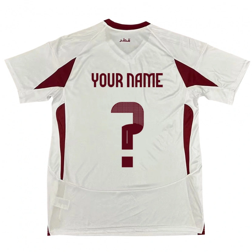 Danxen Kinderen Qatar Uw Naam #0 Wit Uitshirt Uittenue 24-26 T-Shirt