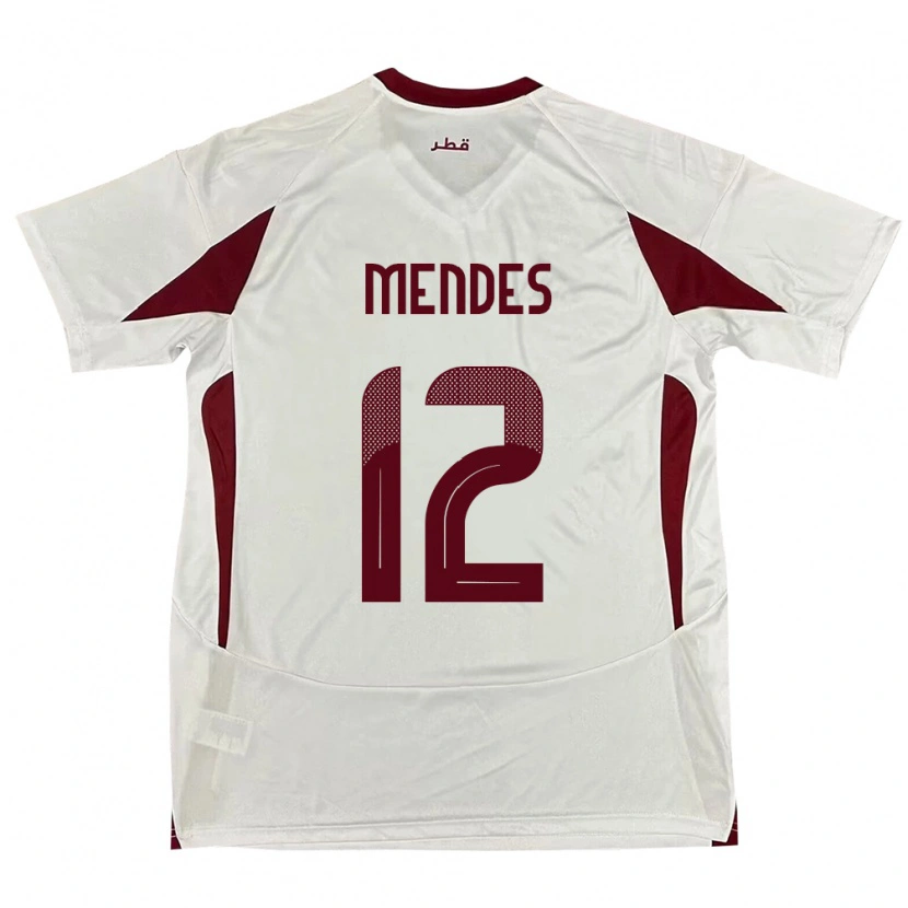 Danxen Kinderen Qatar Lucas Mendes #12 Wit Uitshirt Uittenue 24-26 T-Shirt