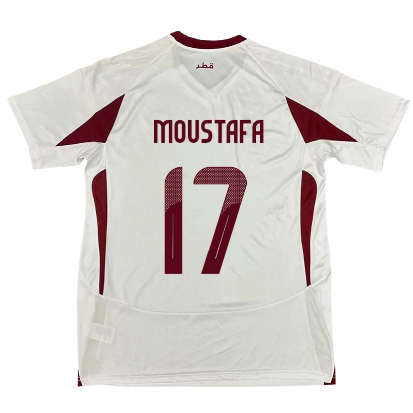 Danxen Kinderen Qatar Abdelrahman Moustafa #17 Wit Uitshirt Uittenue 24-26 T-Shirt