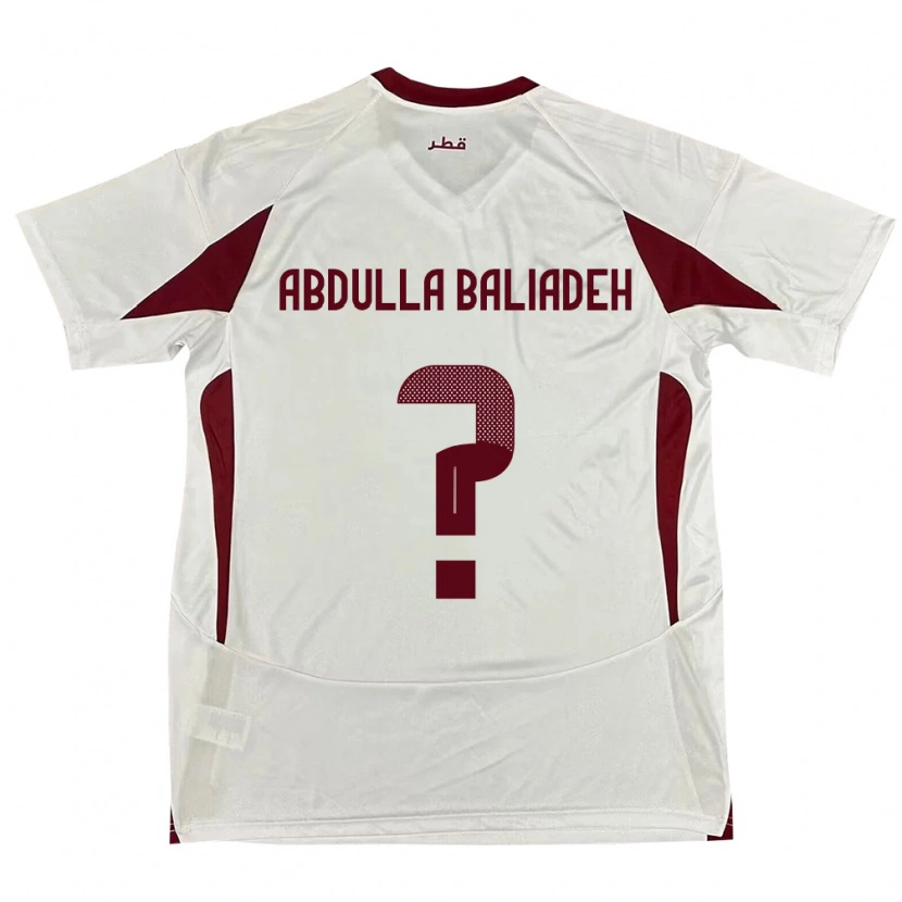 Danxen Kinderen Qatar Yousef Abdulla Baliadeh #0 Wit Uitshirt Uittenue 24-26 T-Shirt