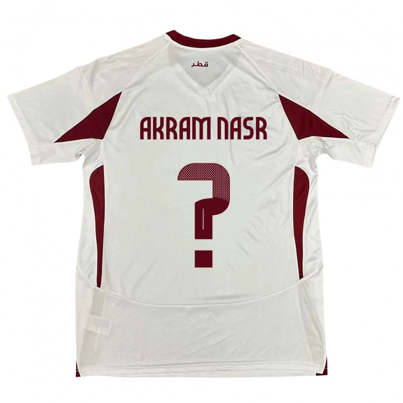 Danxen Kinderen Qatar Mohammed Akram Nasr #0 Wit Uitshirt Uittenue 24-26 T-Shirt