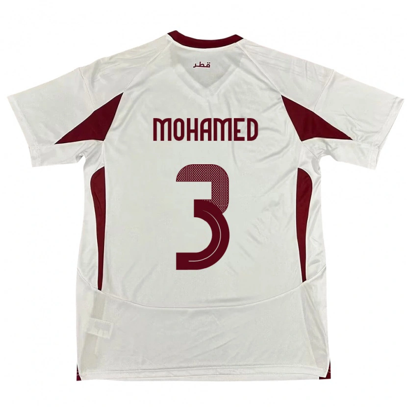 Danxen Kinderen Qatar Motaman Mohamed #3 Wit Uitshirt Uittenue 24-26 T-Shirt