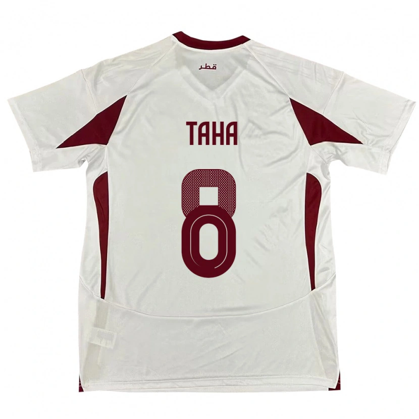 Danxen Kinderen Qatar Moath Taha #8 Wit Uitshirt Uittenue 24-26 T-Shirt