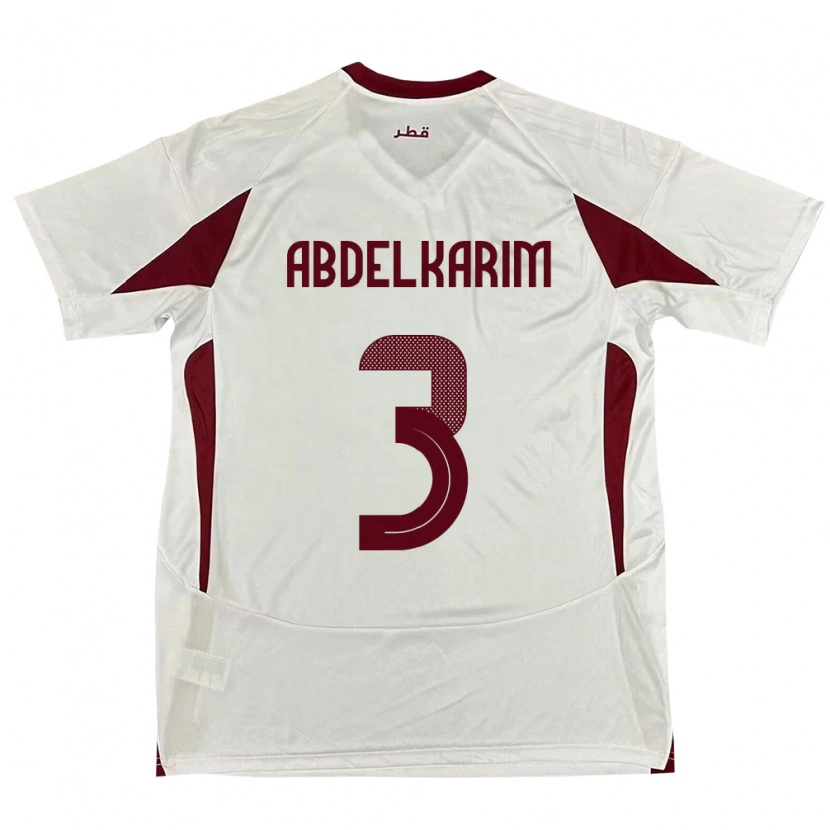 Danxen Kinderen Qatar Abdelkarim Hassan #3 Wit Uitshirt Uittenue 24-26 T-Shirt
