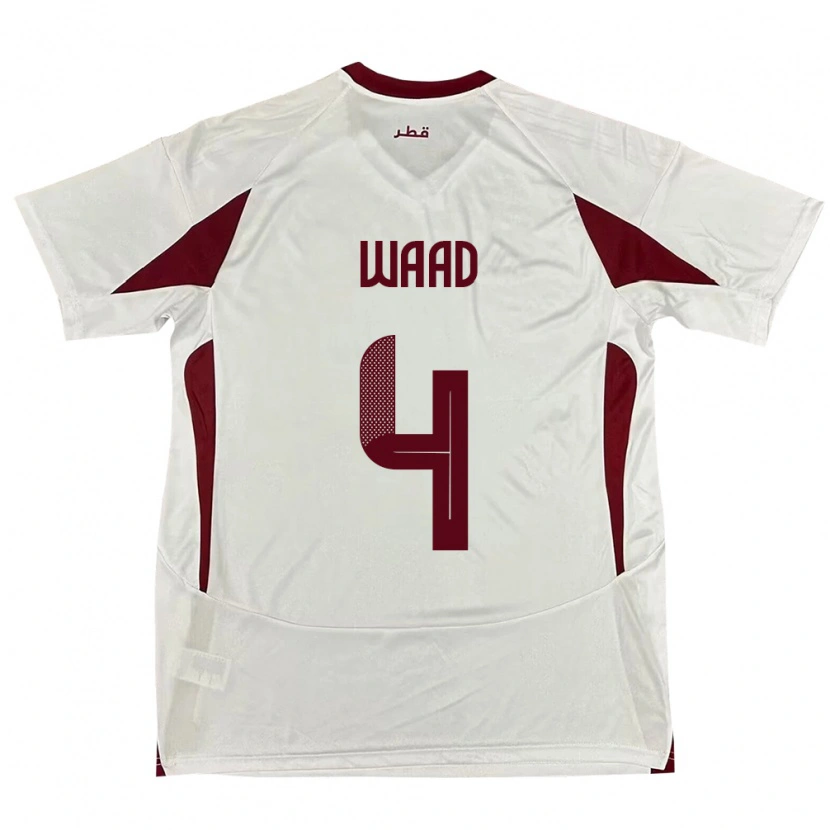 Danxen Kinderen Qatar Mohammed Waad #4 Wit Uitshirt Uittenue 24-26 T-Shirt