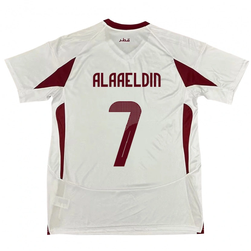 Danxen Kinderen Qatar Ahmed Alaaeldin #7 Wit Uitshirt Uittenue 24-26 T-Shirt