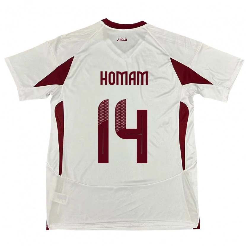 Danxen Kinderen Qatar Homam Ahmed #14 Wit Uitshirt Uittenue 24-26 T-Shirt