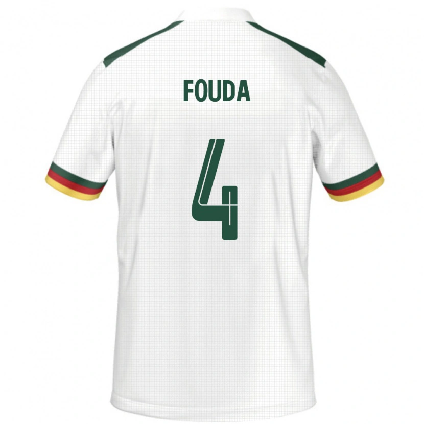 Danxen Kinderen Kameroen Junior Fouda #4 Wit Uitshirt Uittenue 24-26 T-Shirt