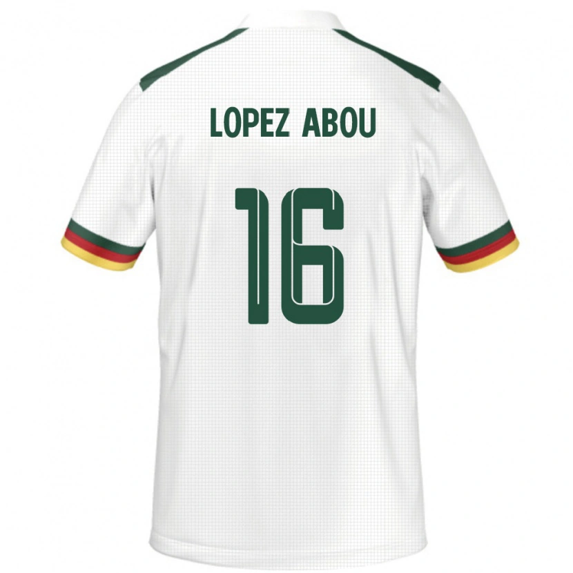 Danxen Kinderen Kameroen Junior Lopez Abou #16 Wit Uitshirt Uittenue 24-26 T-Shirt