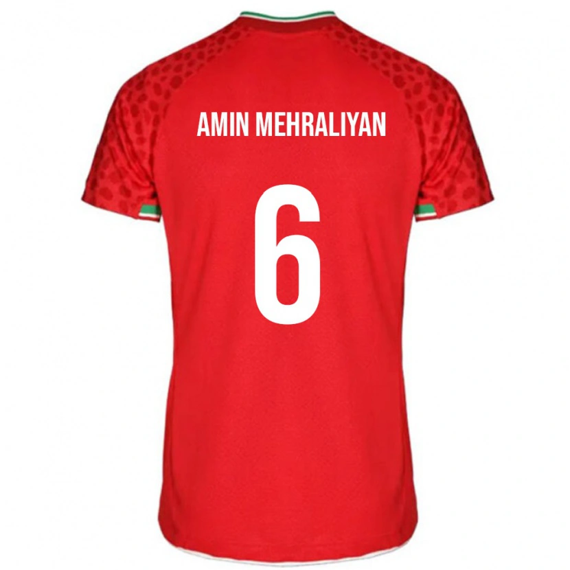 Danxen Kinderen Iran Mohammad Amin Mehraliyan #6 Rood Uitshirt Uittenue 24-26 T-Shirt