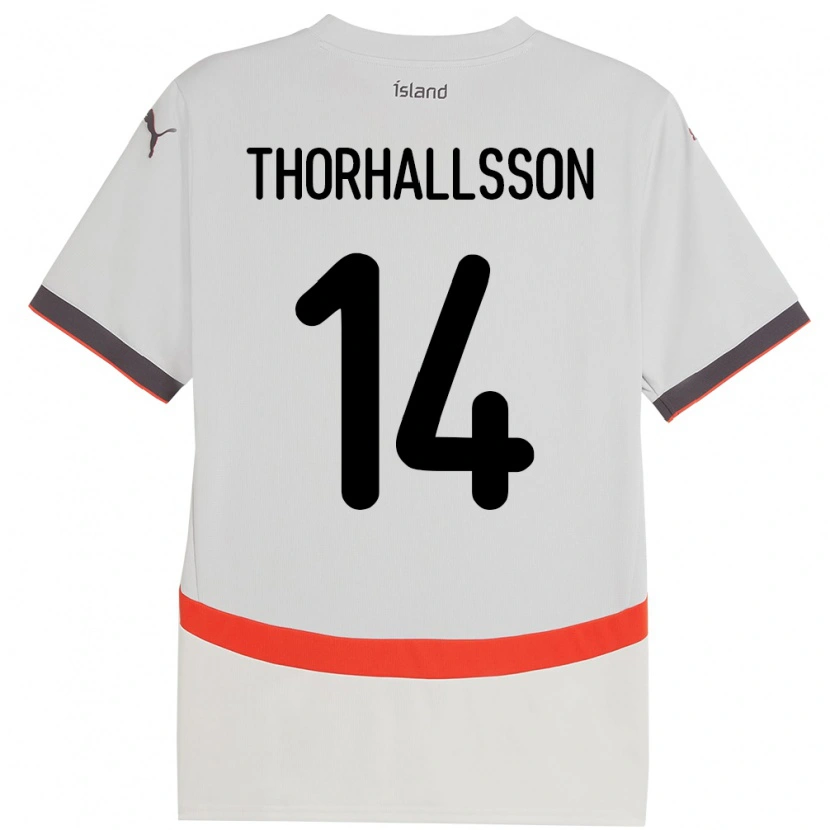 Danxen Kinderen Ijsland Dagur Dan Thórhallsson #14 Wit Uitshirt Uittenue 24-26 T-Shirt