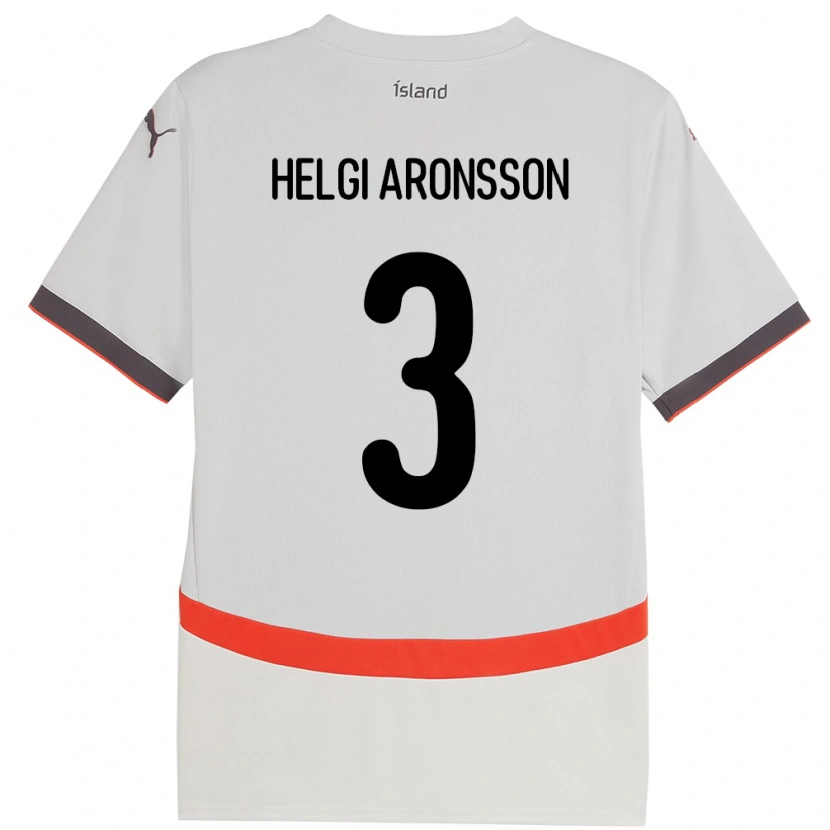 Danxen Kinderen Ijsland Davíd Helgi Aronsson #3 Wit Uitshirt Uittenue 24-26 T-Shirt