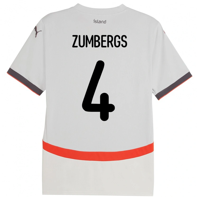 Danxen Kinderen Ijsland Aron Kristinn Zumbergs #4 Wit Uitshirt Uittenue 24-26 T-Shirt