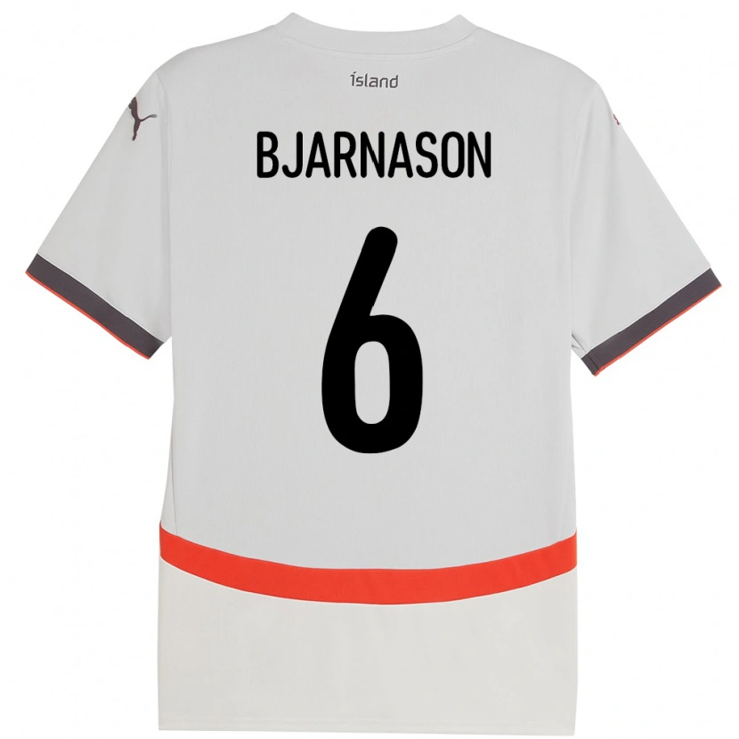 Danxen Kinderen Ijsland Jóhannes Kristinn Bjarnason #6 Wit Uitshirt Uittenue 24-26 T-Shirt