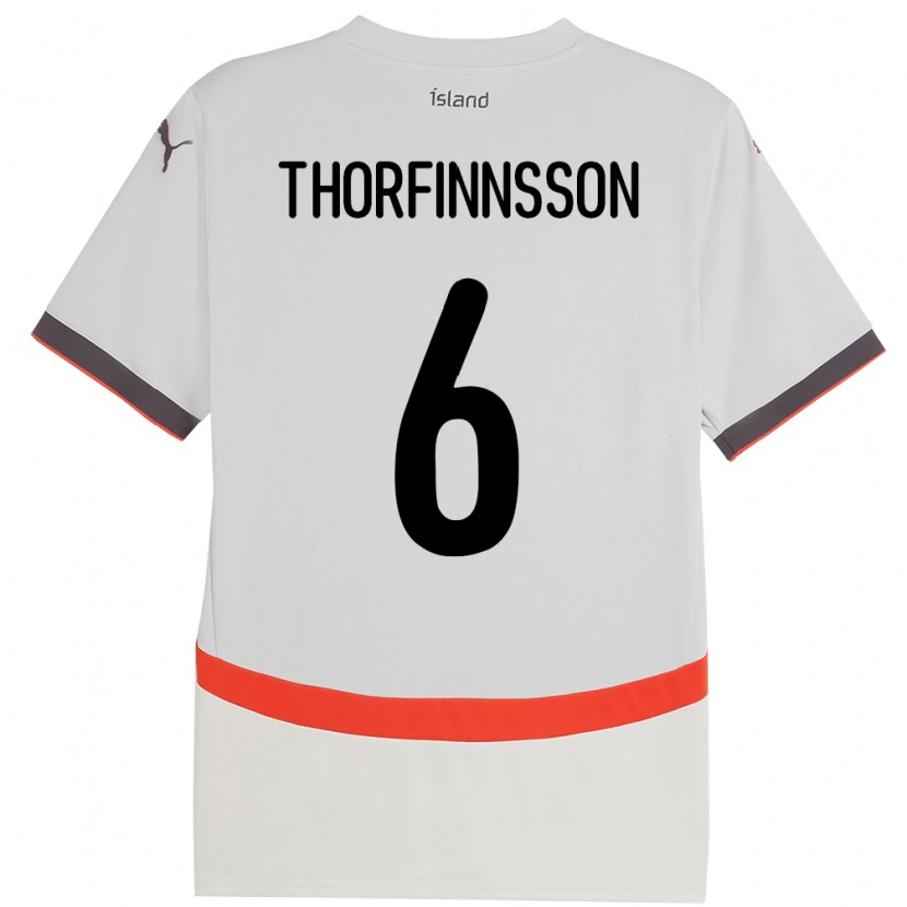 Danxen Kinderen Ijsland Mikael Máni Thorfinnsson #6 Wit Uitshirt Uittenue 24-26 T-Shirt