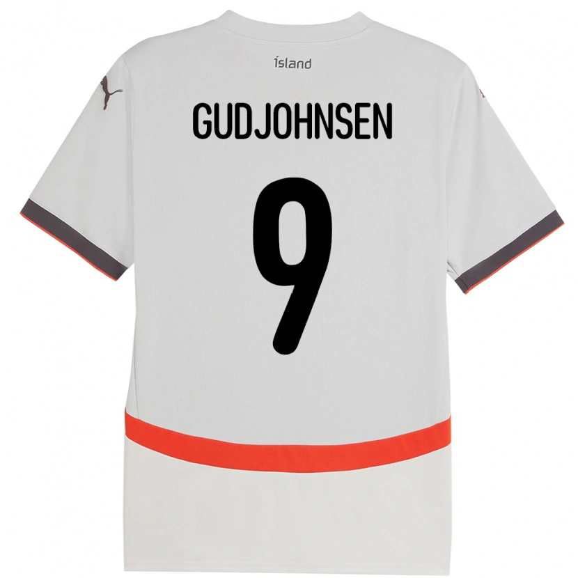 Danxen Kinderen Ijsland Daníel Gudjohnsen #9 Wit Uitshirt Uittenue 24-26 T-Shirt