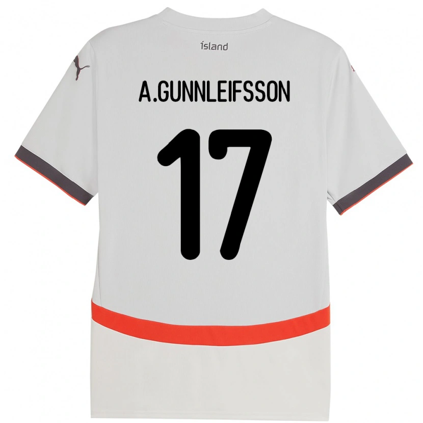 Danxen Kinderen Ijsland Arnar Bjarki Gunnleifsson #17 Wit Uitshirt Uittenue 24-26 T-Shirt