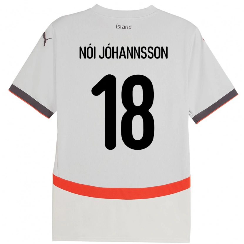 Danxen Kinderen Ijsland Sigurdur Nói Jóhannsson #18 Wit Uitshirt Uittenue 24-26 T-Shirt