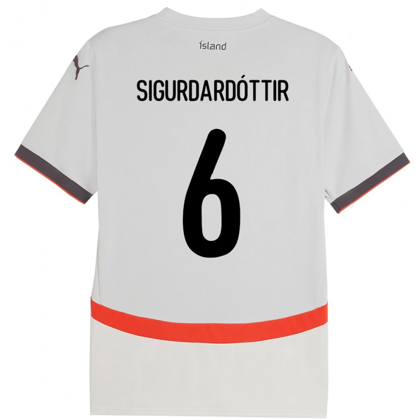 Danxen Kinderen Ijsland Ingibjörg Sigurðardóttir #6 Wit Uitshirt Uittenue 24-26 T-Shirt