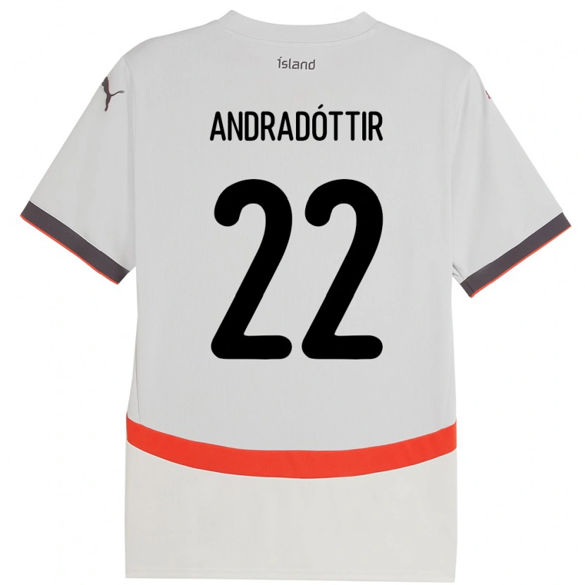 Danxen Kinderen Ijsland Amanda Andradóttir #22 Wit Uitshirt Uittenue 24-26 T-Shirt